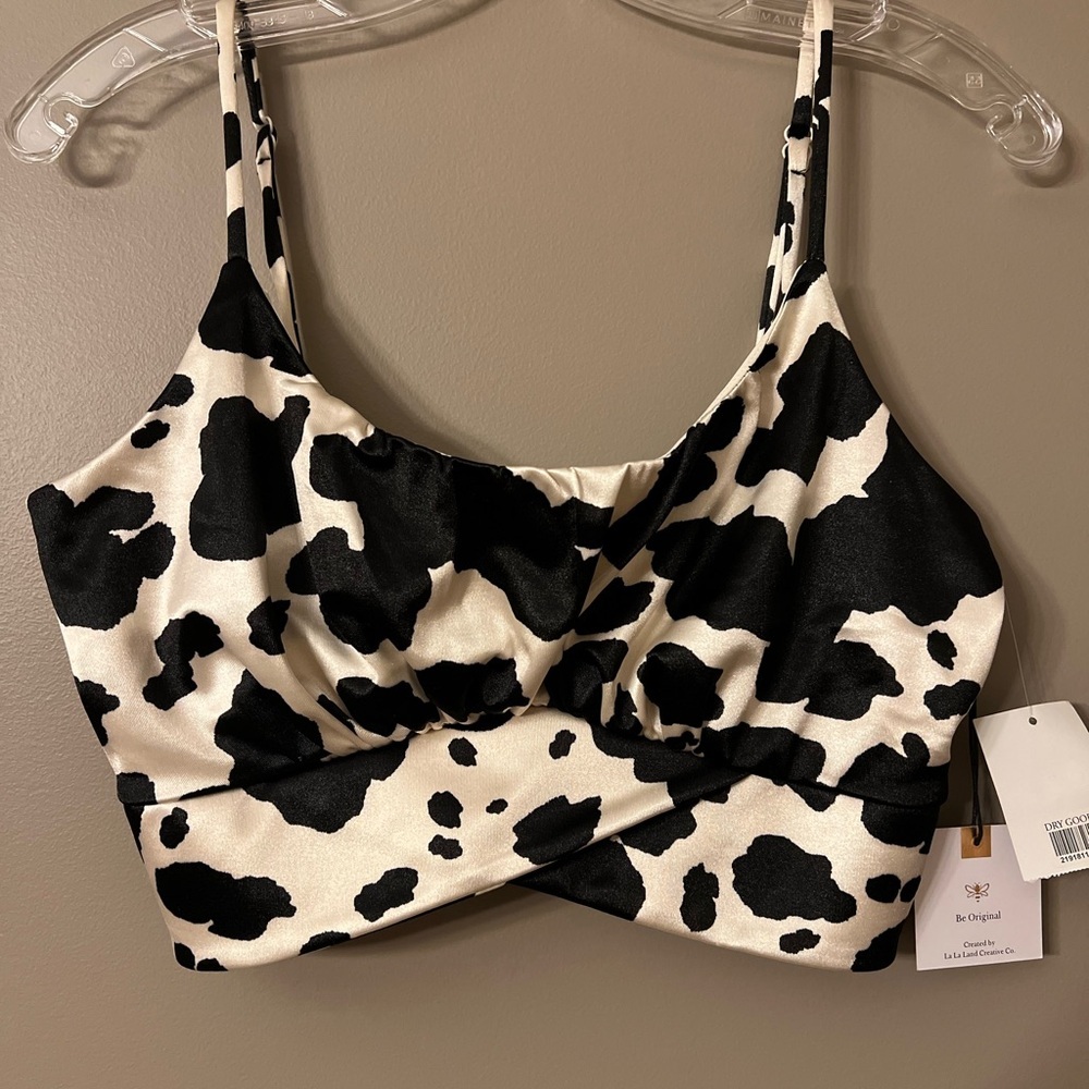 Cow Print Rouched Crop Top